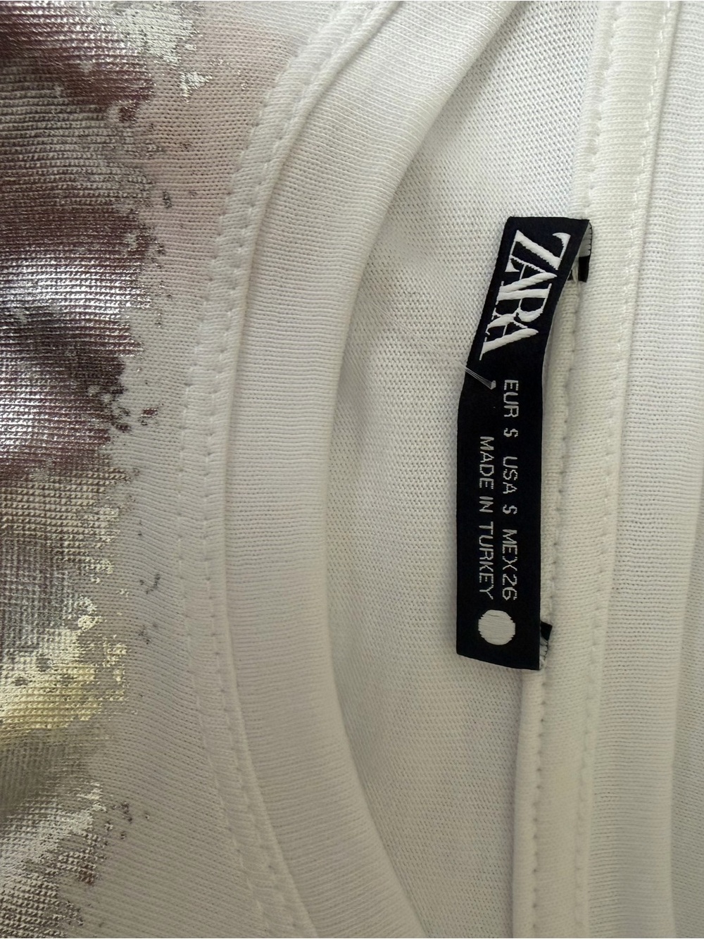 Zara White Tee with Metallic Graphic S - Picture 5 of 5